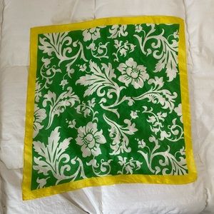 Green and yellow floral scarf 34”